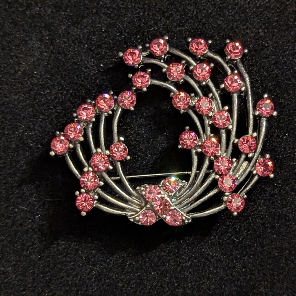 Pink Crystal Swirl Brooch - Women Jewelry Brooches